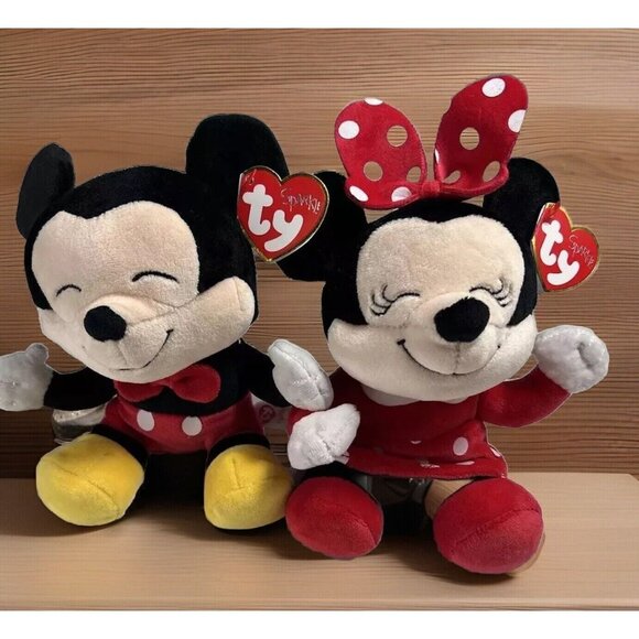 TY Beanie Babies Disney MICKEY & MINNIE MOUSE SET OF‎ 2 [2023](Soft Body 7.5 in) - Picture 2 of 16